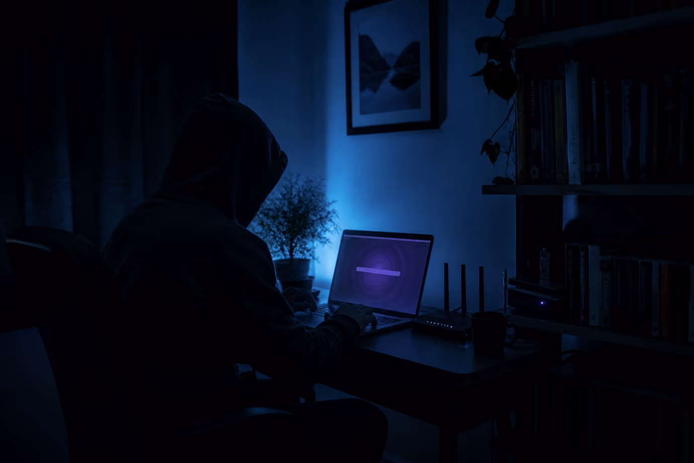 A person is deeply engaged in using Tor Browser in a private setting.