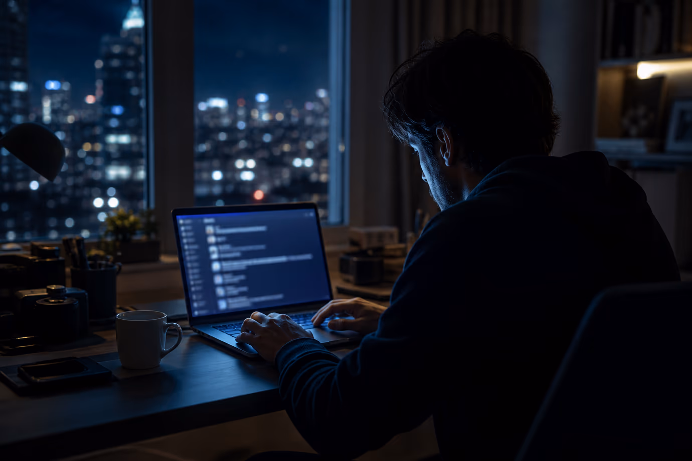 A user engaged in browsing Hidden Wiki links on Reddit at their desk.